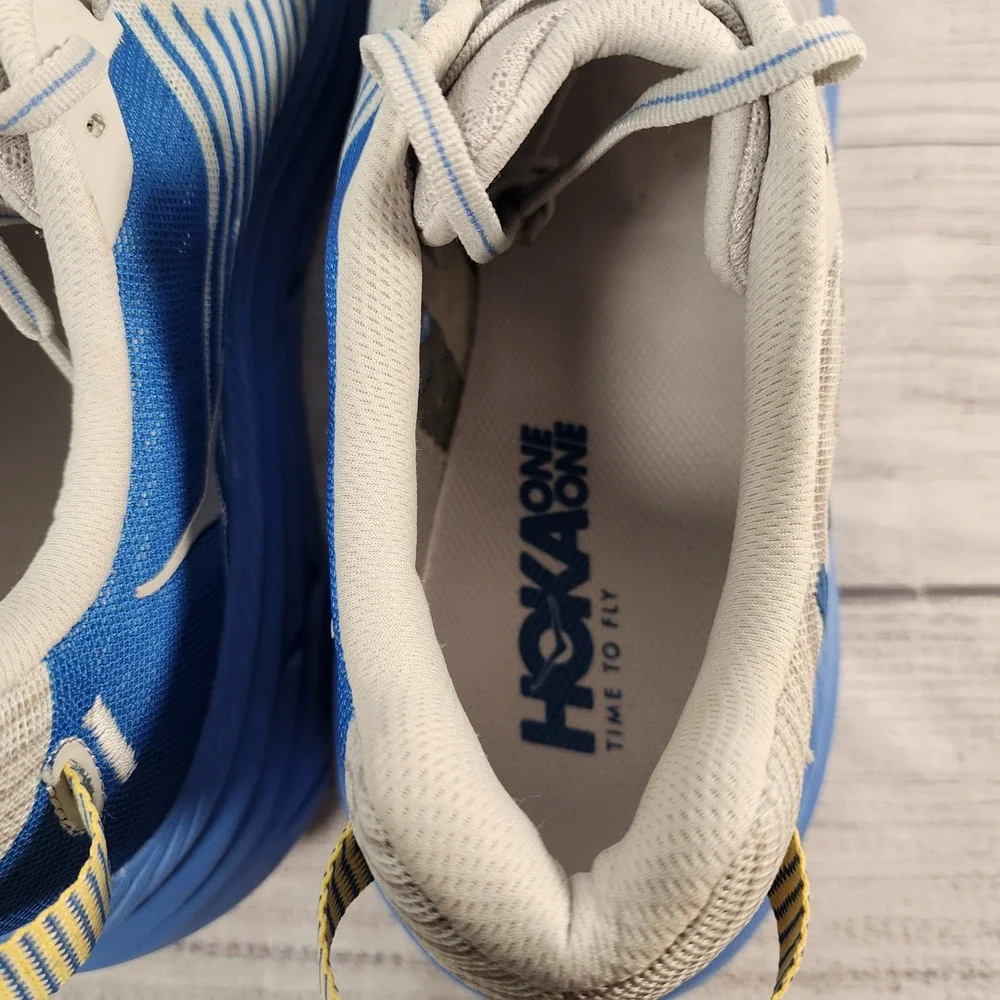 Hoka One One Rincon Men's Size 11 Running Shoes Gray Blue Striped 1102874